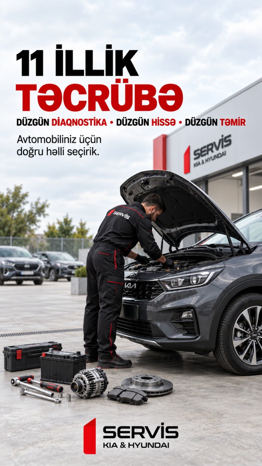 11 illik təcrübəyə malik 1Servis Kia və Hyundai avtoservisi